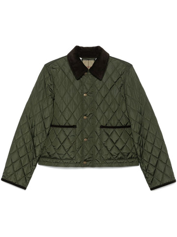 BURBERRY Women's Mini Quilted Padded Jacket with Corduroy Collar