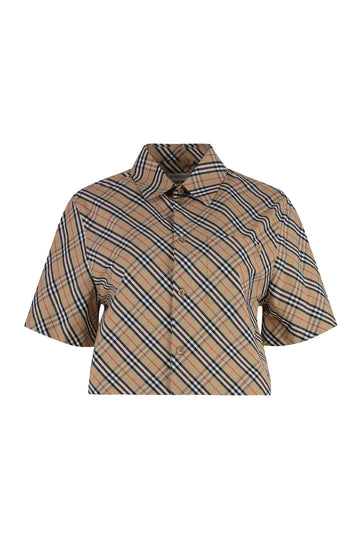 BURBERRY Checkered Design Cotton Shirt with Front Pocket