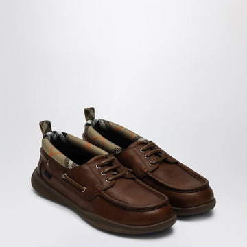 BURBERRY Men's Check Trim Leather Loafers