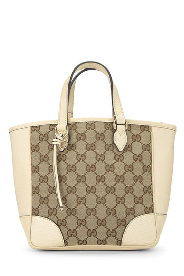 Gucci, Cream Original CS Canvas Bree Top Handle Tote Small, White