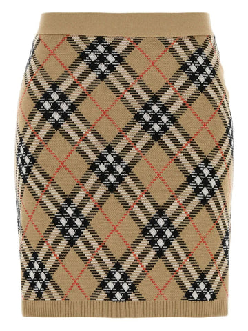 BURBERRY Wool Check Knit Mini Skirt