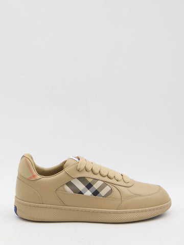 BURBERRY Men's Leather Sneaker with Check Inserts