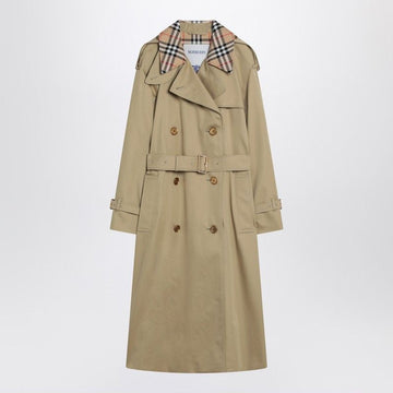BURBERRY Double-Breasted Trench with Check Collar for Women