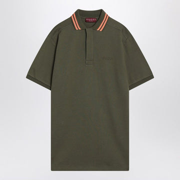 GUCCI Cotton Blend Polo with Striped Collar - SS25