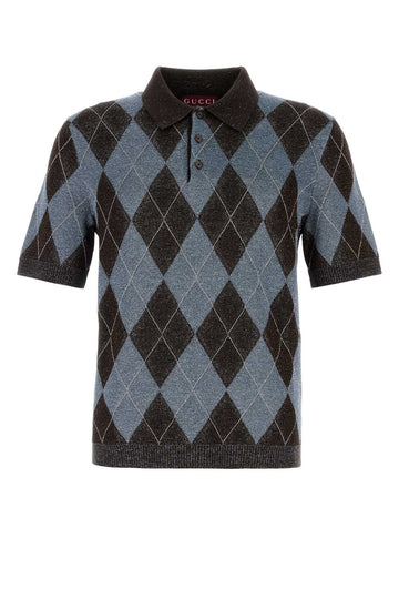 GUCCI Embroidered Wool Blend Mini Polo Shirt