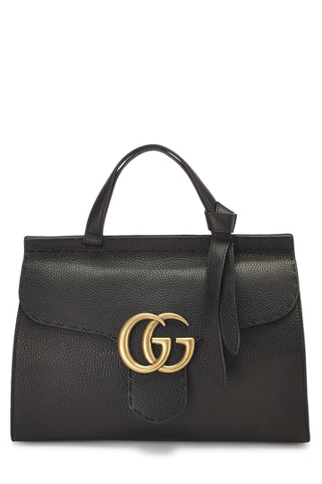 Gucci, Black Leather CS Marmont Top Handle Flap Bag Small, Black