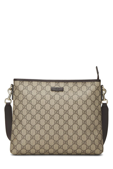 Gucci, Brown Original CS Supreme Canvas Zip Flat Messenger, Brown