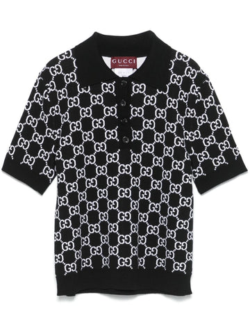 GUCCI Women's Wool Polo Shirt with Short Button Front - SS25