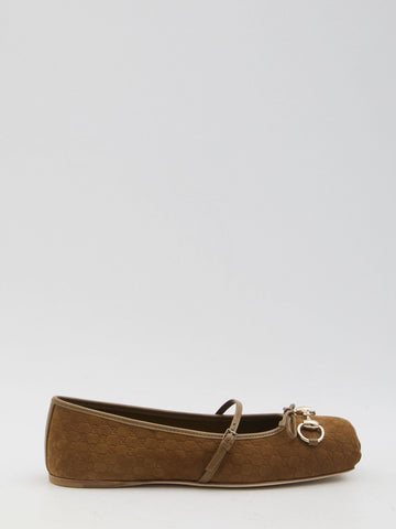 GUCCI Mini Ballerina Round Toe Horsebit with Leather Bow