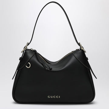 Gucci Gg Emblem Medium Black Shoulder Bag Women