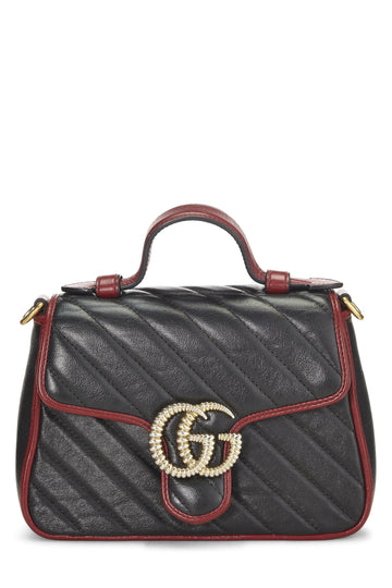 Gucci, Black Leather Torchon CS Marmont Top Handle Bag Mini, Multi