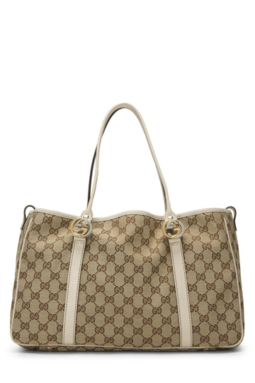 Gucci, White Original CS Canvas Twins Tote, White
