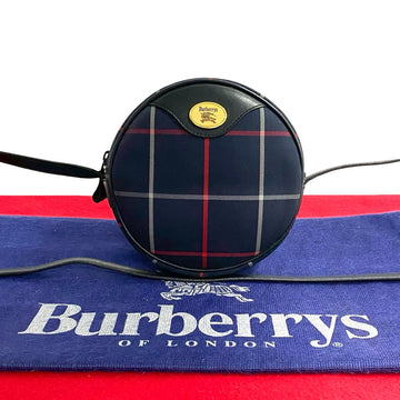Burberrys Shadow Horse Logo Leather Canvas Shoulder Bag