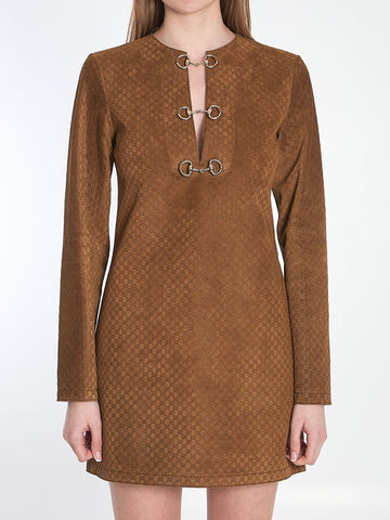 GUCCI Suede Long Sleeve Dress