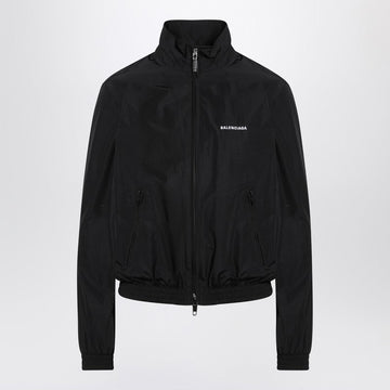 Balenciaga Black Bomber Jacket With Zip And Logo Women