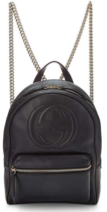 Gucci, Black Leather Soho Chain Backpack, Black
