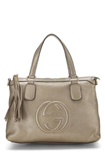 Gucci, Gold Grained Leather Soho Top Handle Tote, Gold