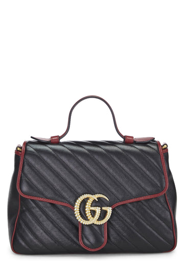 Gucci, Black Leather CS Marmont Top Handle Bag, Multi