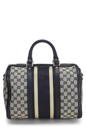 Gucci, Navy Original CS Canvas Web Boston Bag Medium, Navy