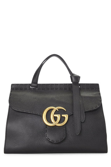 Gucci, Black Leather CS Marmont Top Handle Flap Bag Small, Black