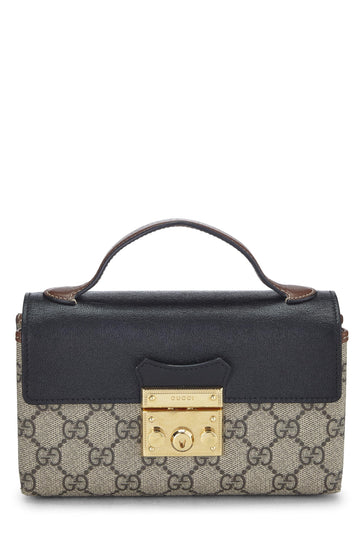 Gucci, Black Original CS Supreme Canvas Padlock Top Handle Bag Mini, Black