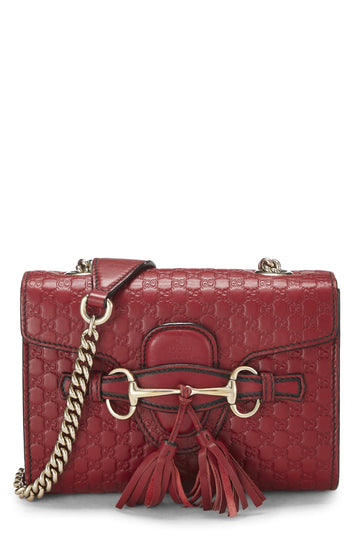 Gucci, Red Microguccissima Leather Emily Chain Crossbody Bag, Red