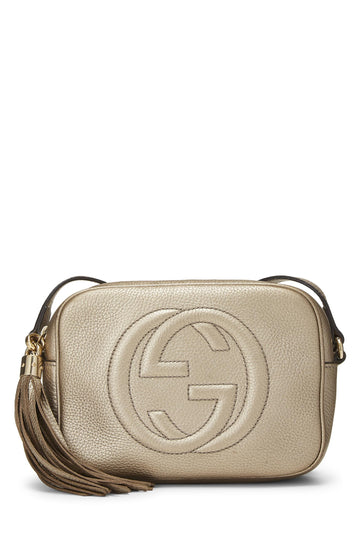 Gucci, Gold Metallic Grained Leather Soho Disco, Gold