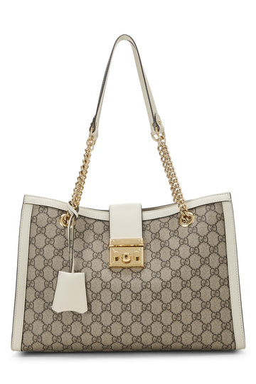Gucci, Cream Original CS Supreme Canvas Padlock Tote Medium, White