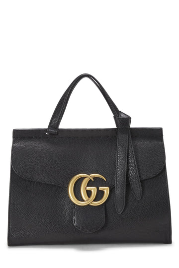 Gucci, Black Leather CS Marmont Top Handle Flap Bag Small, Black
