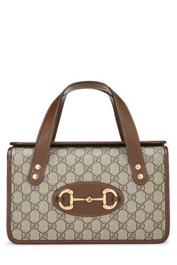 Gucci, Original CS Coated Canvas 1955 Horsebit Fold Over Top Handle Mini, Brown