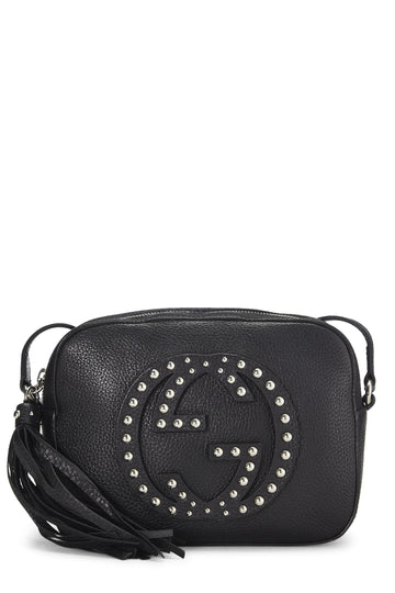 Gucci, Black Grained Leather Studded Soho Disco, Black