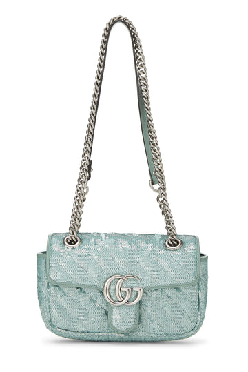 Gucci, Blue Sequin CS Marmont Shoulder Bag Mini, Blue