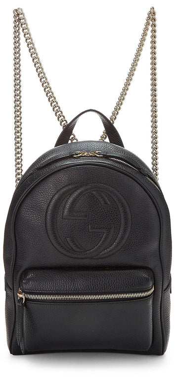 Gucci, Black Leather Soho Chain Backpack, Black