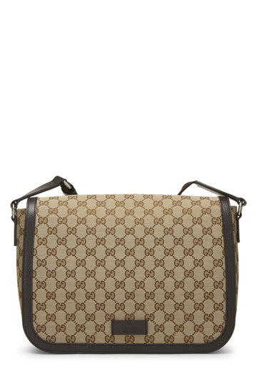 Gucci, Brown Original CS Canvas Magnetic Flap Messenger Bag, Brown