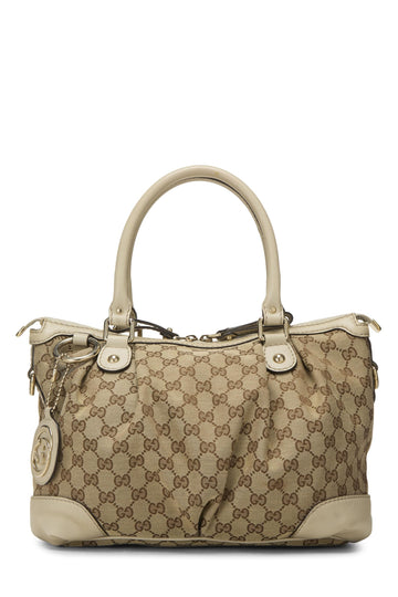 Gucci, White Original CS Canvas Zip Sukey Hobo Large, White