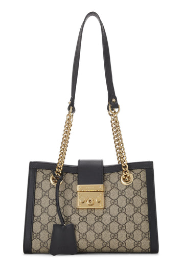 Gucci, Black Original CS Supreme Canvas Padlock Tote Small, Black