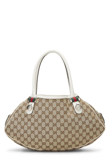 Gucci, White Original CS Canvas Matchball Abbey Tote Large, White