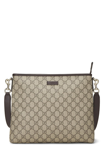 Gucci, Brown Original CS Supreme Canvas Zip Flat Messenger, Brown