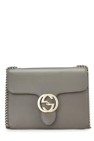 Gucci, Grey Leather Interlocking Crossbody Bag, Grey