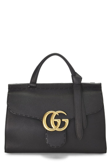 Gucci, Black Leather CS Marmont Top Handle Flap Bag Small, Black