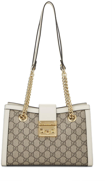 Gucci, Ivory CS Supreme Canvas Padlock Tote Small, White