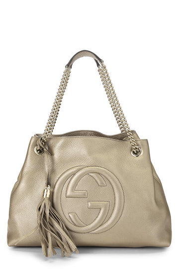 Gucci, Gold Metallic Leather Soho Chain Tote, Gold