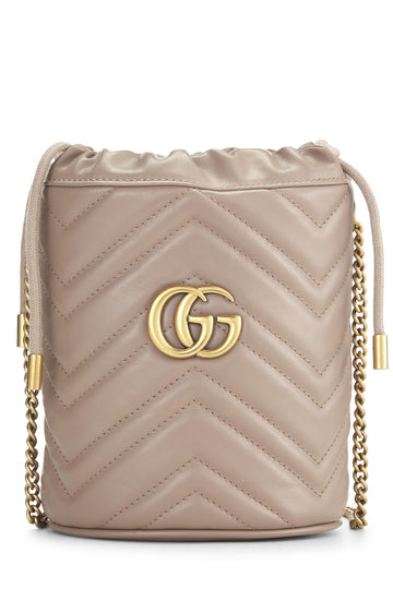Gucci, Beige Leather 'CS' Marmont Chain Bucket Bag Small, Beige