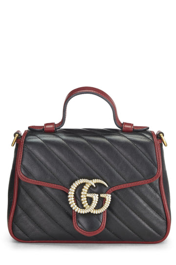 Gucci, Black Leather Torchon CS Marmont Top Handle Mini, Multi