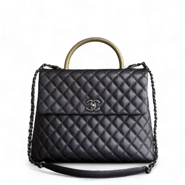 Chanel Coco Handle Large - Caviar 34CM Quilted Black Ruthenium Silver Hardware Series 23