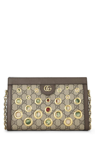 Gucci, Original CS Supreme Canvas Ophidia Grommet Shoulder Bag Small, Brown