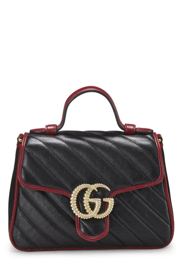 Gucci, Black Leather Torchon CS Marmont Top Handle Bag Mini, Multi