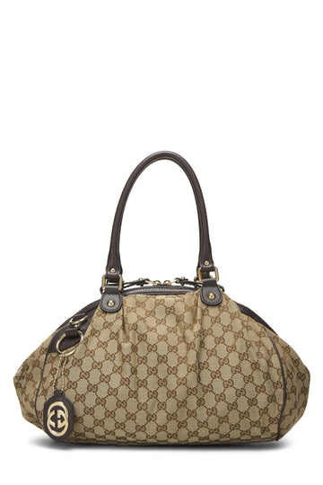 Gucci, Brown Original CS Canvas Convertible Sukey Boston Handbag, Brown