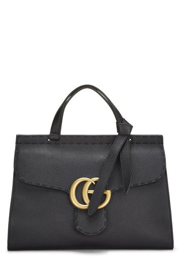 Gucci, Black Leather CS Marmont Top Handle Flap Bag, Black
