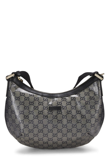 Gucci, Black Crystal Canvas Web Round Messenger Bag, Black